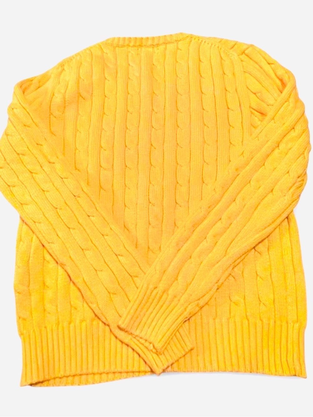 Polo Ralph Lauren Women’s Bright Yellow Cable Knit Crewneck Sweater Size M - Picture 4 of 6